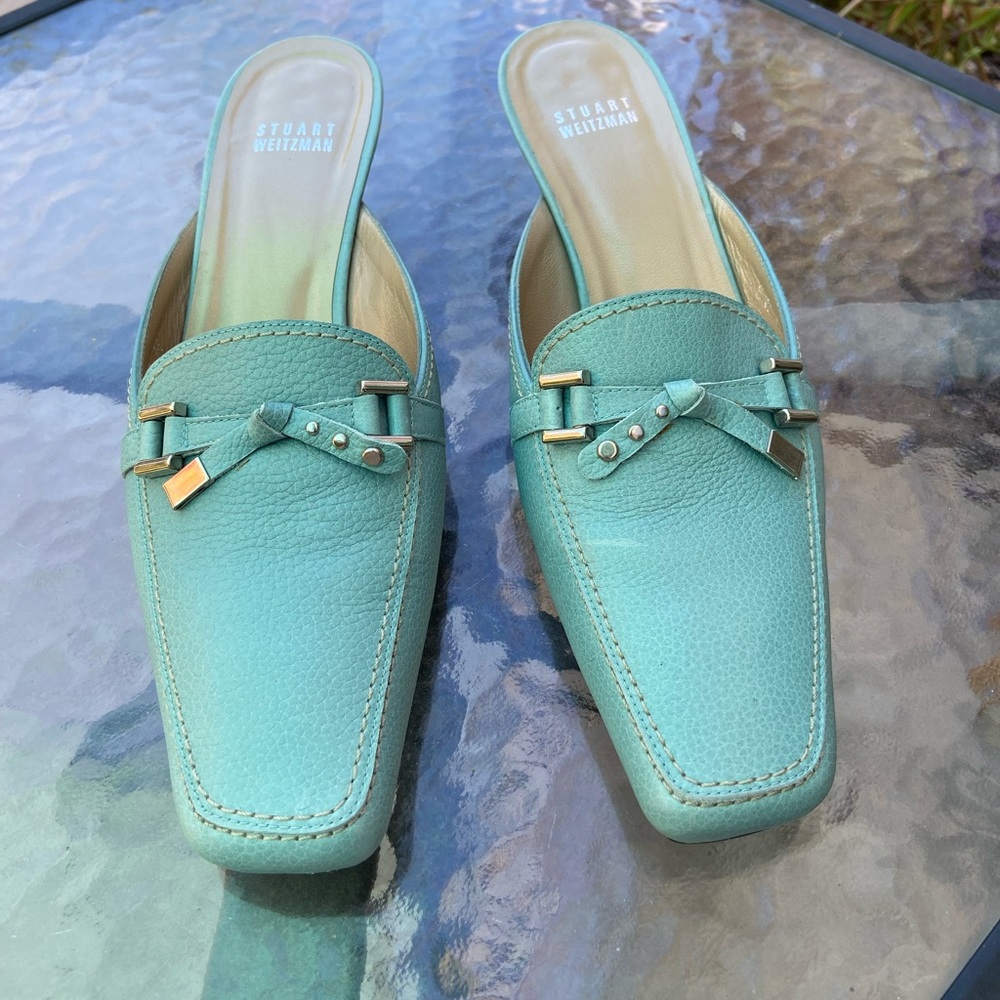 Stuart Weitzman Aqua Blue Mules, 8-12 M